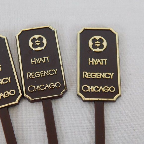 5 Hyatt Regency Chicago Swizzle Stick Drink Stirrer Spir-It USA Brown Plastic - Picture 2 of 12